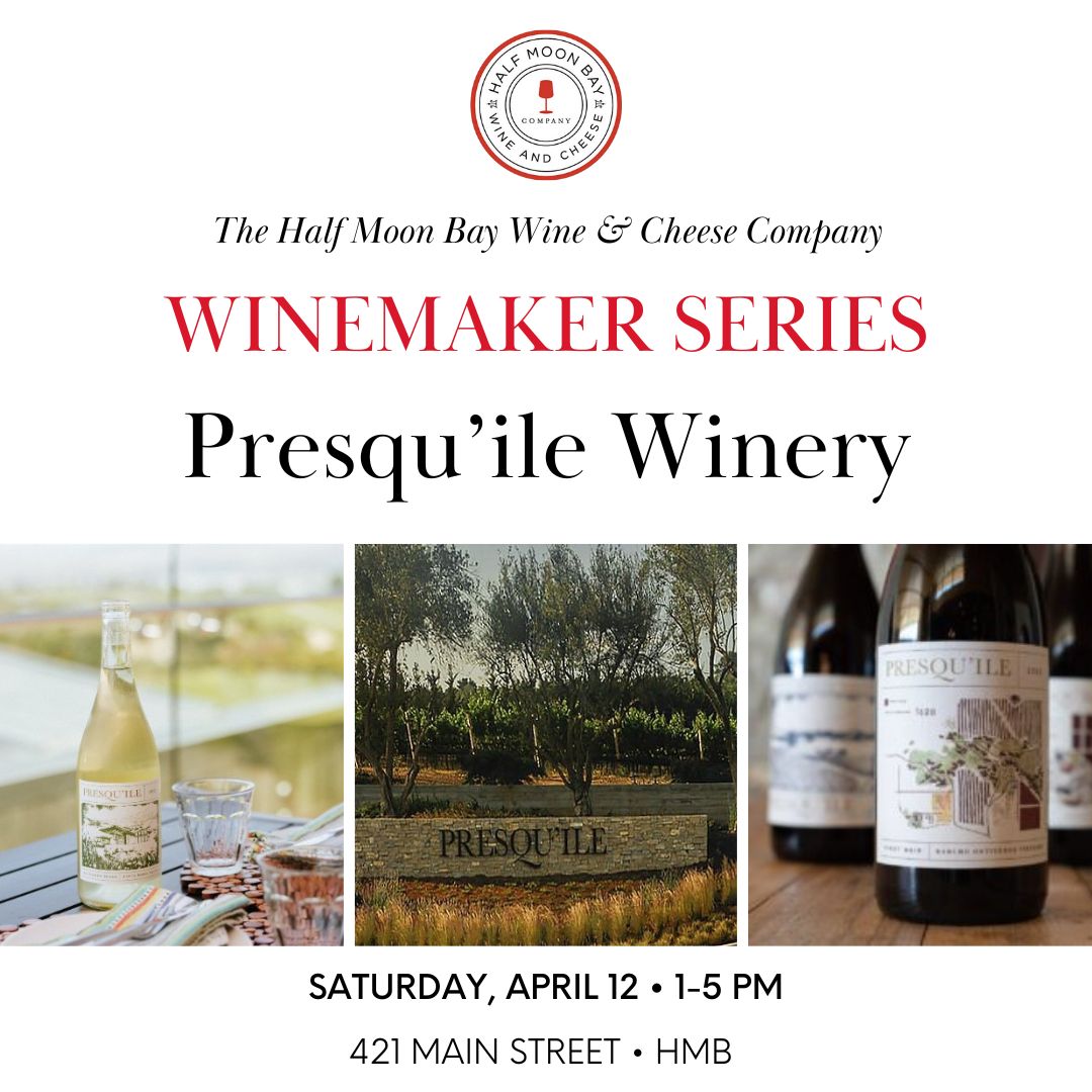 Join us for an exclusive tasting with #PresquileWinery and experience the essence of Santa Barbara County's cool-climate terroir.

Explore 6 of their finest wines at our wine bar on April 12 from 1-5 pm.
hmbwineandcheese.com/winemaker-seri… 

#WineTasting #HMBWineAndCheese