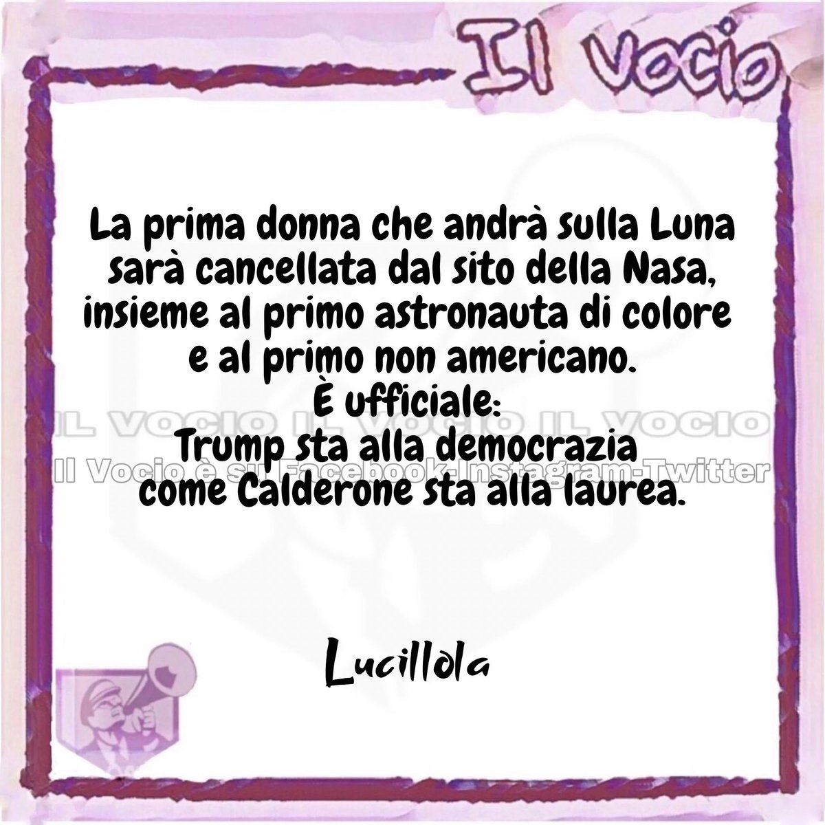 Lucillola <a href="/LucillaMasini/">Lucillola</a> #30marzo #ilvocio #Trump #NASA #Calderone #Laurea #TrumpIsUnfitForOffice #GovernoMeloni