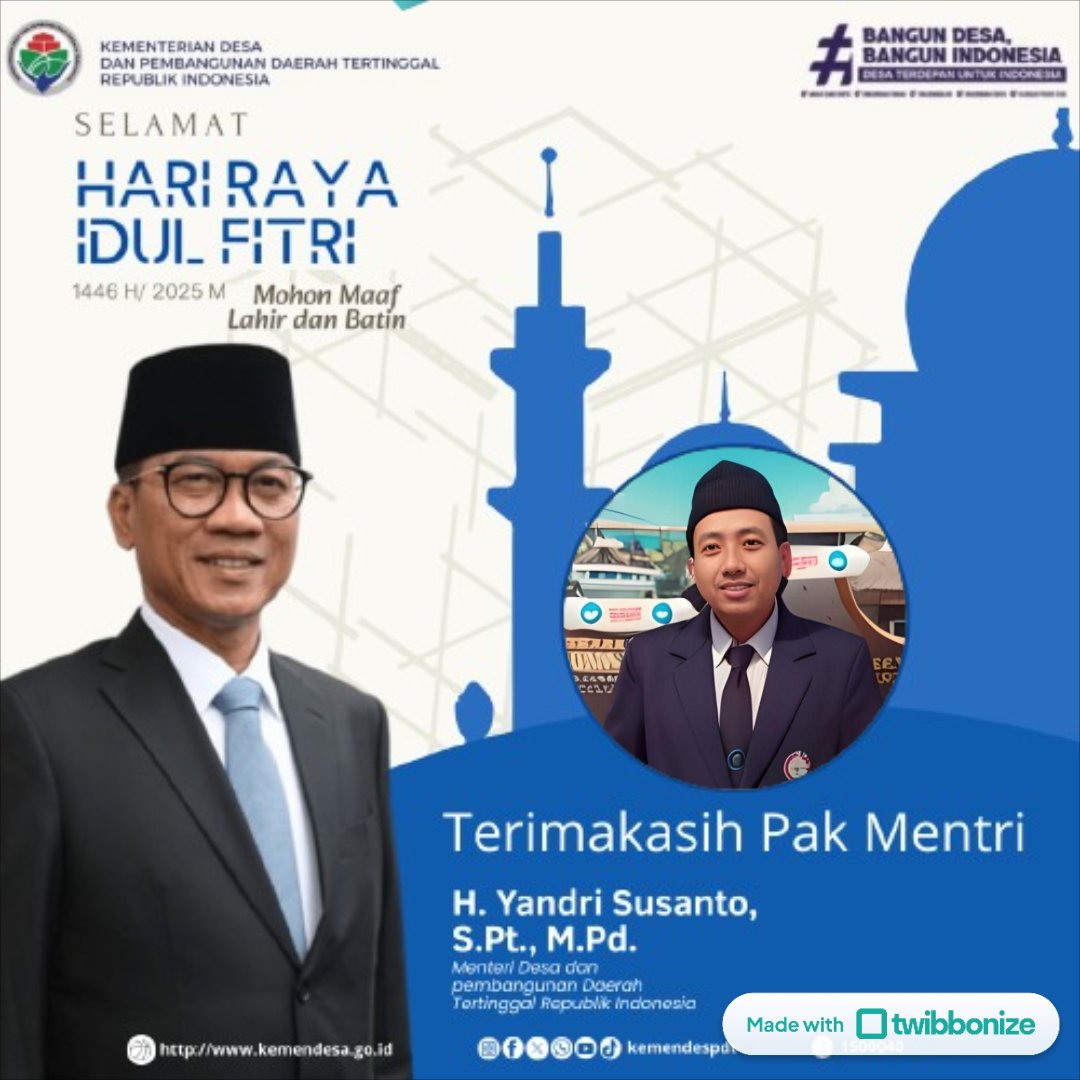 Ied Mubarok 
#TerimakasihPakYandriSusanto
<a href="/prabowo/">Prabowo Subianto</a>
<a href="/YandriSusanto27/">Yandri Susanto</a>
<a href="/kemendespdt/">#BangunDesaBangunIndonesia</a>
<a href="/ArizaPatria/">Ariza Patria</a>
<a href="/AbdiYahdil97895/">Yahdil AH</a>
<a href="/NursaidM/">Nursaid Mustafa</a>
@DesaPesonaNusantara