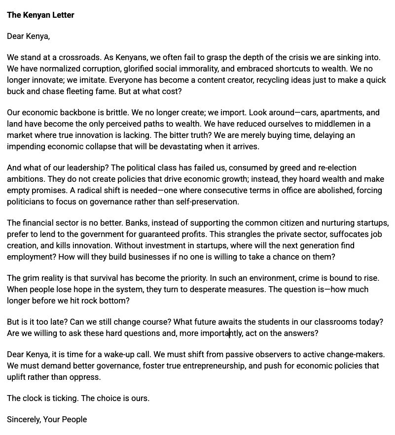 __Brianhenry's tweet photo. Please read this Kenyan letter
#Grok #Millie #Hanifa https://t.co/yiBwo4VXjC