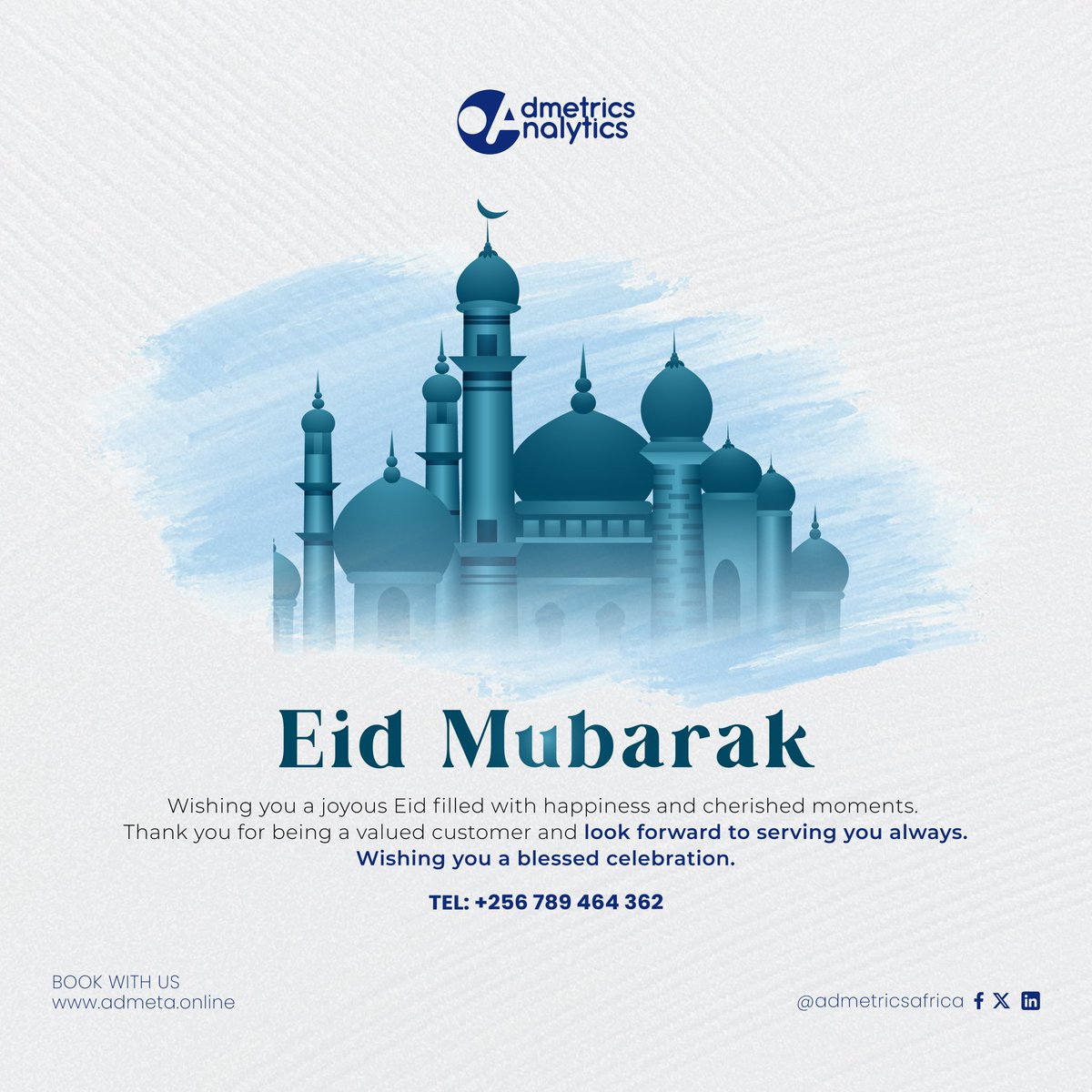admetricsAfrica's tweet photo. "Wishing you and your family a blessed Eid filled with joy, peace, and happiness! Eid Mubarak! 🌙✨" https://t.co/5xkrE0HvwK