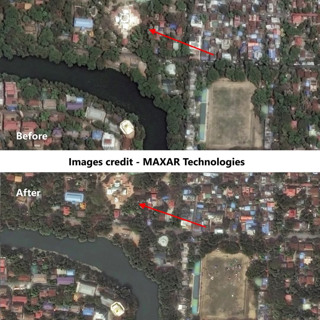 danielhallxxx's tweet photo. Satellite Photos of before and after Earthquakes in #Mandalay and #Sagaing, Burma.
#WhatsHappeningInMyanmar 
#HelpMyanmarRecover 
#HelpSagaing #HelpMandalay
#MyanmarMilitaryInhumaneAct https://t.co/ghwcvM0sVH