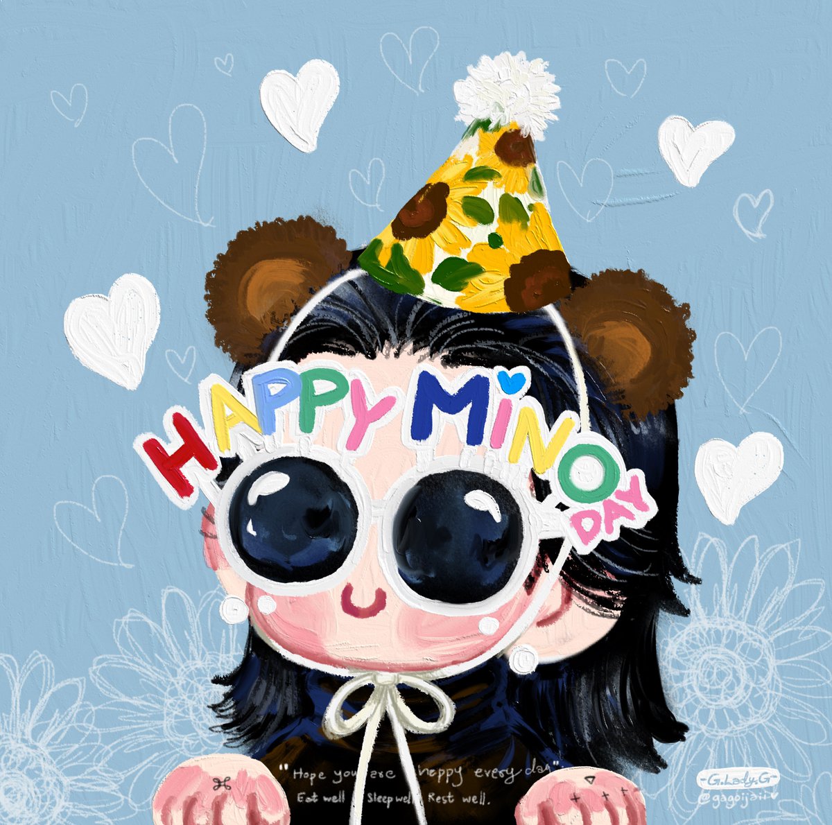 🐻🌻🎂🎈💙
Have a good day, be a shining sunflower.🌻💫✨
.
. 

STILL BY YOUR SIDE MINO 🌻 
#AlwaysHappyDaysWithMINO 
#MINO #송민호 #WINNER #위너🍀
#Winnerfanart #GLadyG🌻