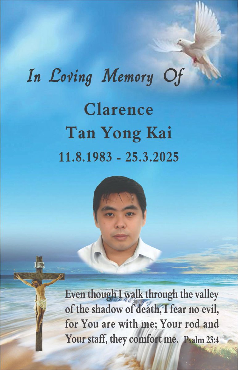 Sad news from Singapore that my first cousin once removed Clarence has passed away aged 41. Sorry for my cousin's loss.
