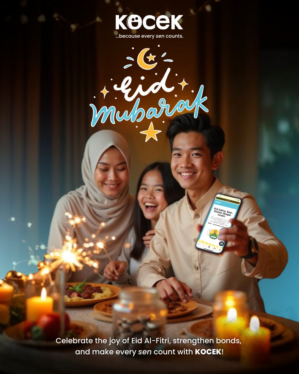 Hari Raya is about love, family &amp; giving! 💛💙

With KOCEK, exchange your coins into something valuable this festive season. Every sen counts! 🕌✨

#KOCEK #DuitRaya #MakeEverySenCount