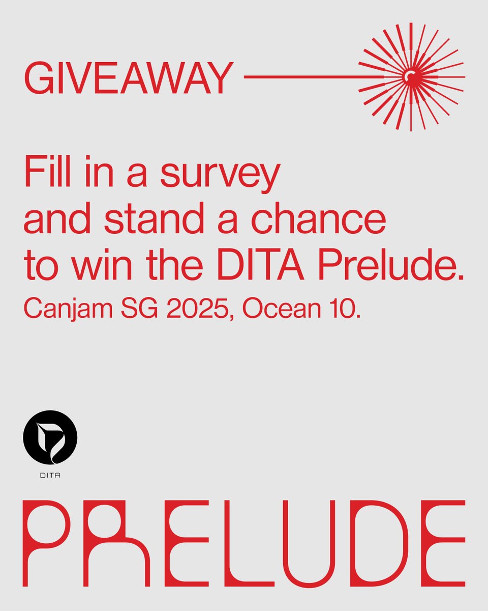 Fill in a survey and stand a chance to win the DITA Prelude.

We've got not 1, but 2 pairs of the Prelude to be given away this Canjam SG. Simply follow the instructions below and a stand a chance to win a pair! Head down to Canjam SG to find out more.