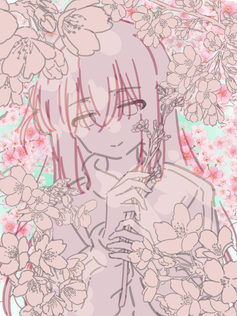oekaki_bibbi's tweet photo. 久々に制作過程も。
Ixy先生の桜ミクちゃん絵が大好きなので、それをモチーフに描いてみました。 https://t.co/FpGYHKFNkw