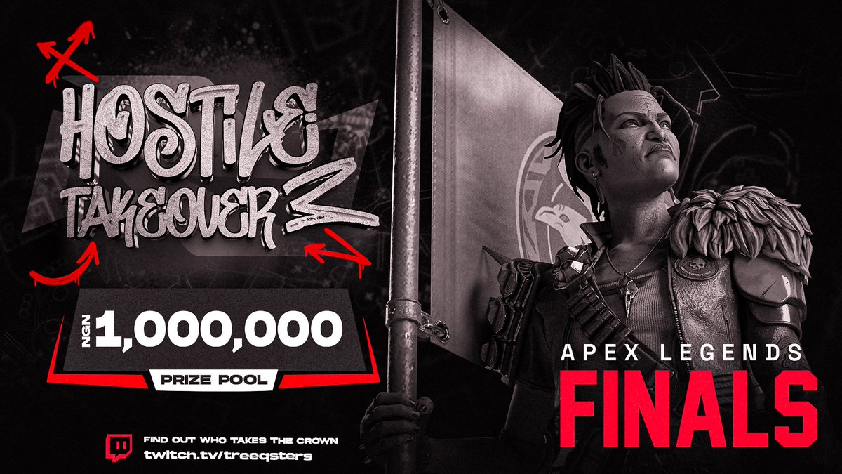 IT’S TIME FOR THE FINALS 

The Apex Legends Finals are here! The best squads have fought their way to this moment—who will rise as the champions? 

Catch all the action LIVE  at twitch.tv/treeqsters

#HostileTakeover #ApexLegends #GamingTournament #Esports #Treeqsters