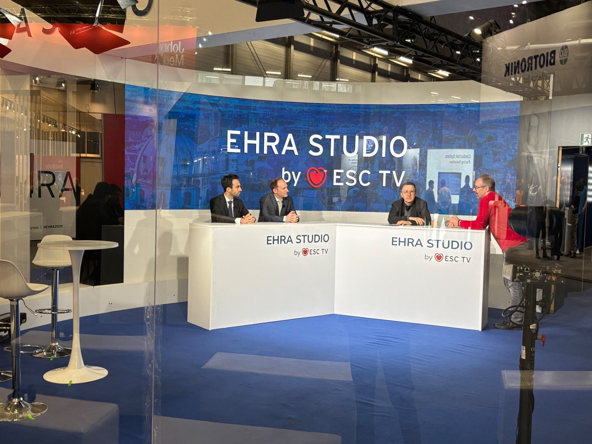 Davide Mei (@davidemei93) on Twitter photo #EHRA_ESC TV studio interview with <a href="/EuropaceEiC/">Europace Editor-in-Chief</a> Professor Giuseppe Boriani with
<a href="/Dominik_Linz/">Dominik Linz</a> and <a href="/JacopoImberti/">Jacopo Imberti</a>
#EHRA2025 #EHRAbackstage #EHRAmotions #Europace
<a href="/simovicst/">Stefan Simović</a> <a href="/Mel_Gunawardene/">Melanie Gunawardene</a> <a href="/EHRAPresident/">EHRAPresident</a> <a href="/escardio/">European Society of Cardiology</a> #EHRA_ESC TV studio interview with <a href="/EuropaceEiC/">Europace Editor-in-Chief</a> Professor Giuseppe Boriani with
<a href="/Dominik_Linz/">Dominik Linz</a> and <a href="/JacopoImberti/">Jacopo Imberti</a>
#EHRA2025 #EHRAbackstage #EHRAmotions #Europace
<a href="/simovicst/">Stefan Simović</a> <a href="/Mel_Gunawardene/">Melanie Gunawardene</a> <a href="/EHRAPresident/">EHRAPresident</a> <a href="/escardio/">European Society of Cardiology</a>