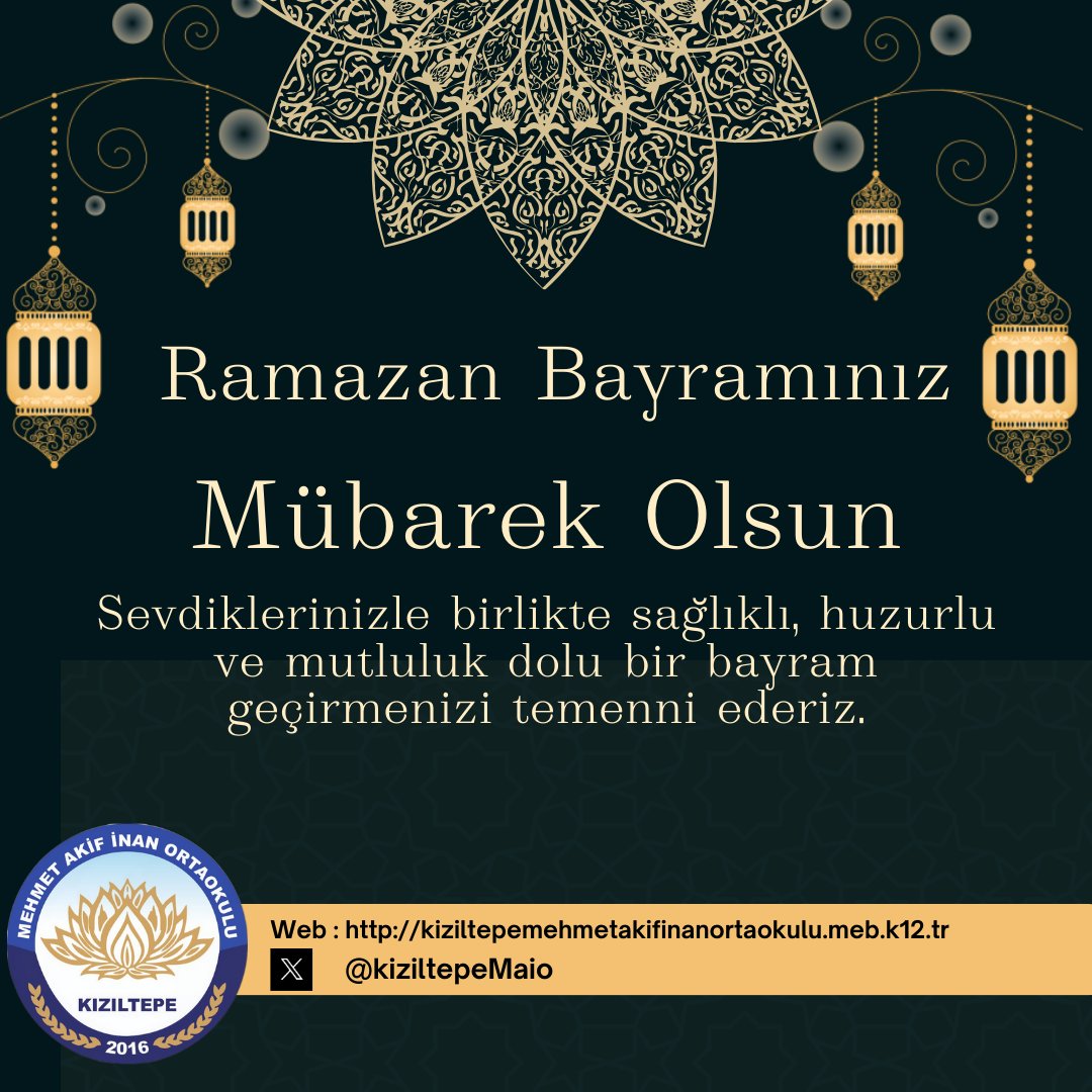 Gelişiyle gönüllerimize rahmet ve huzur getiren; af ve mağfiret kapılarının aralandığı, on bir ayın sultanı Ramazan-ı Şerif’in ardından kavuştuğumuz Ramazan Bayramı’nın tüm İslam alemine sağlık, huzur ve mutluluk getirmesini diliyoruz. 
#RamazanBayramı’nız mübarek olsun.
