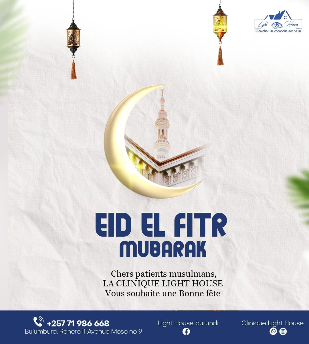 lighthouse_257's tweet photo. Eid Mubarak✨🕌
 
Clinic Light house wishes all our Muslim patients a joyful and blessed Eid. May this day bring you peace, happiness, and good health.💙

#lighthouse #burundi https://t.co/LN30huYzyT