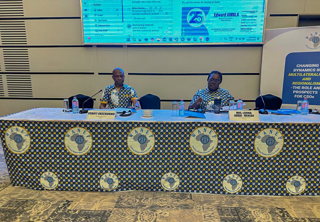 WANEP-BF a participé à la 18ᵉ AG de WANEP Régional les 26 et 27 mars à Accra, représenté par notre coordonnatrice nationale et notre PCA. Cet événement a permis de renforcer nos liens régionaux et d'échanger sur la consolidation de la paix en Afrique de l'Ouest.