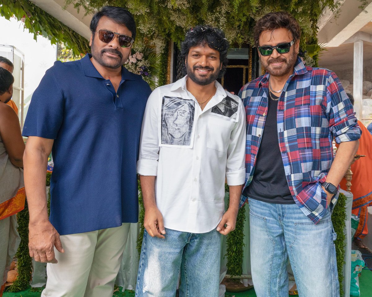 AnilRavipudi's tweet photo. అందరికీ శ్రీ విశ్వావసు నామ సంవత్సర శుభాకాంక్షలు ✨🙏🏻

#Ugadi — a day of new beginnings, and what better way to celebrate than by starting my next journey with the one & only Megastar @KChiruTweets garu for #Mega157  😍

Super excited to embark on this thrilling journey of #ChiruAnil with my dearest producer @sahugarapati7 alongside @sushkonidela garu 🤗

A heartfelt thank you to dear @venkymama garu and all the esteemed guests for making the pooja ceremony even more special with your gracious presence ❤️‍🔥

#Archana #Bheemsceciroleo @YoursSKrishna #SameerReddy #Tammiraju @prakash3933 @adigandam @UrsVamsiShekar @haashtagmedia @Shine_Screens @GoldBoxEnt