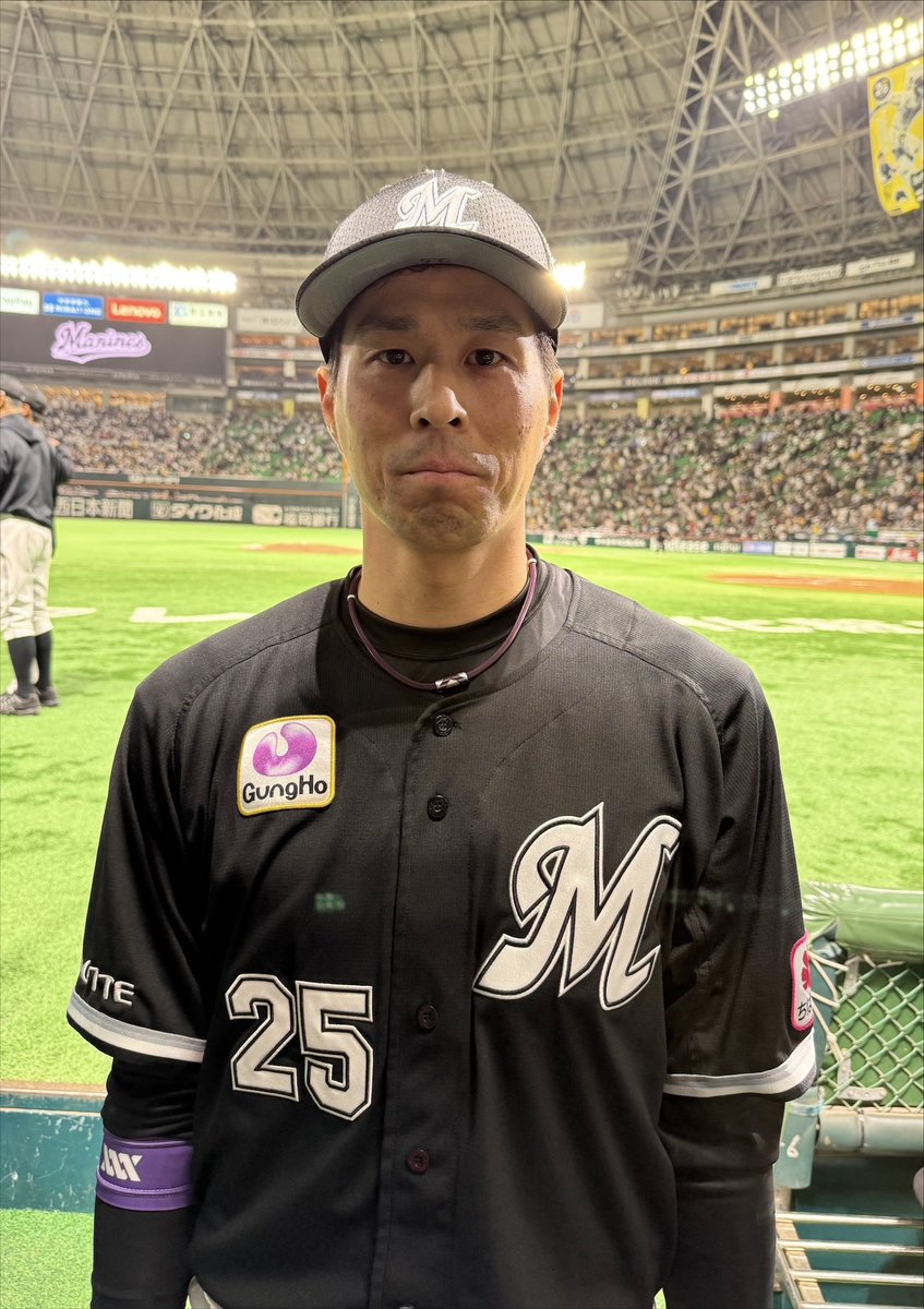 7回、試合を振り出しに戻す同点タイムリーを放った #岡大海 選手！
次の打席もヒットを放ち2安打の活躍です。
#chibalotte #広報