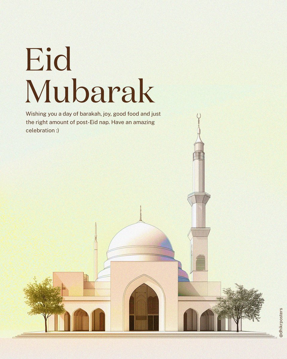 DhikrPosters's tweet photo. The thirst is quenched, the hunger is satisfied, and the soul is renewed. It’s time to feast, rejoice, and cherish moments with loved ones.

May Allah accept our fasts, our prayers, and our duas. Aamiin.

Eid Mubarak to you and your loved ones! 🤲🏽🌙✨ https://t.co/RWu47Od9xU