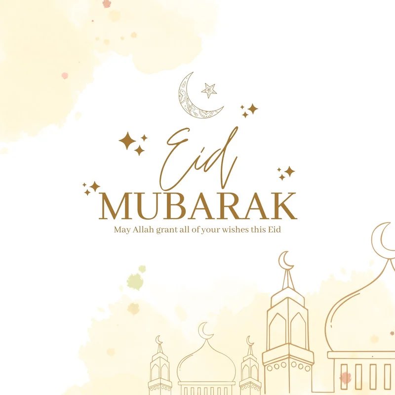 Eid Mubarak! 💫

Wishing all friends and their families a blessed Eid filled with love, happiness, and success. 

Wishing peace and prosperity to everyone this Eid. 🤲
