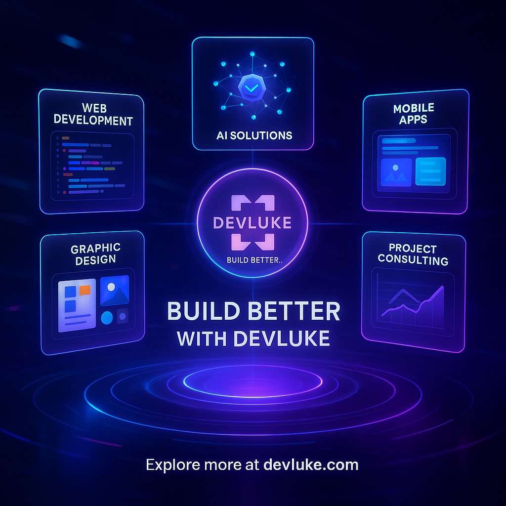 DevLuke101's tweet photo. 👨‍💻 Design, build, innovate with DevLuke. Web/App dev, AI, design &amp; more. Let's build: https://t.co/7QyYrs3tJR. Follow @devlukedev. #DevLuke #TechSolutions https://t.co/CQBUXHGs8D