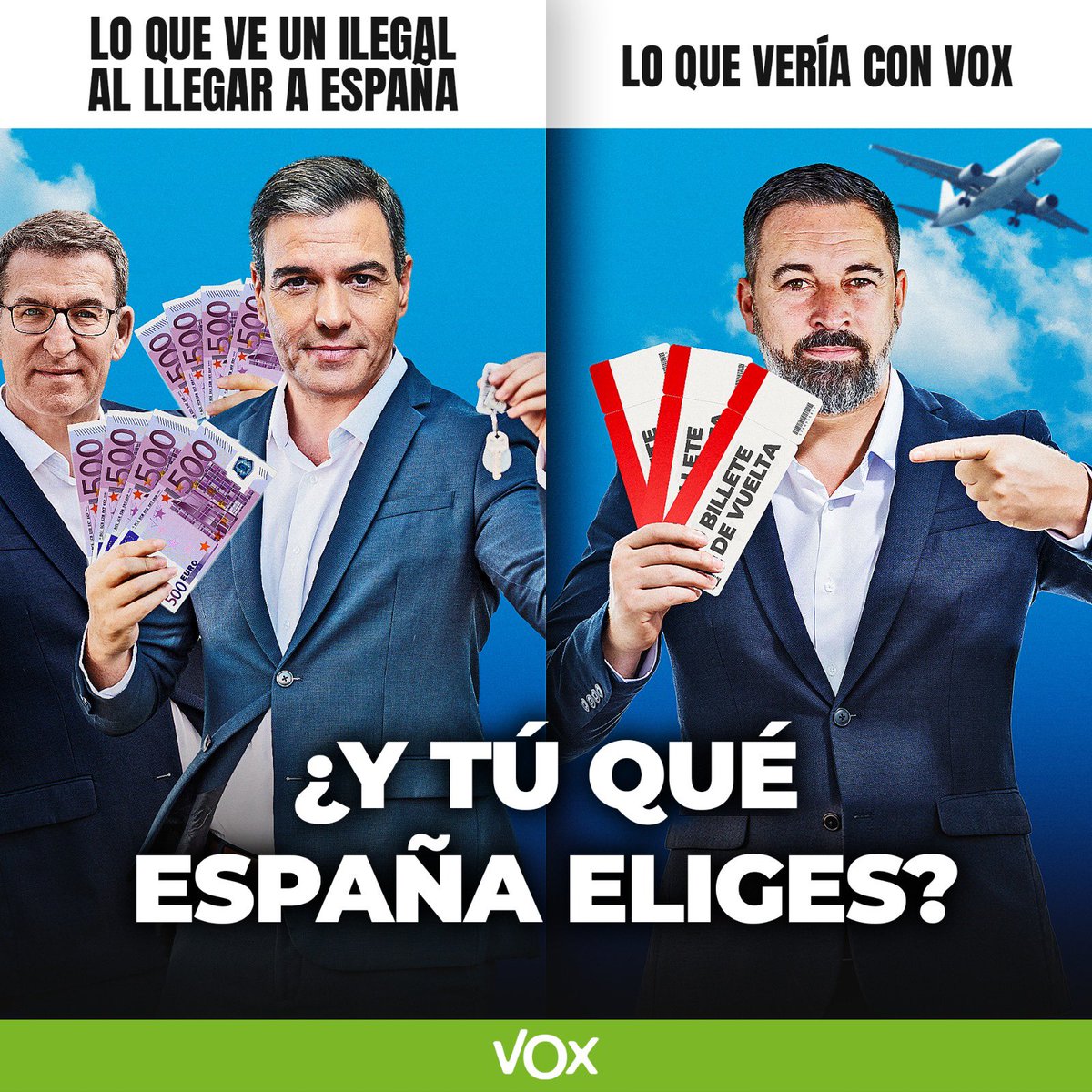 vox_es's tweet photo. PSOE y PP son promotores de la invasión migratoria contra España.

Sólo VOX tiene claro:

No hay que dispersar, hay que DEPORTAR.