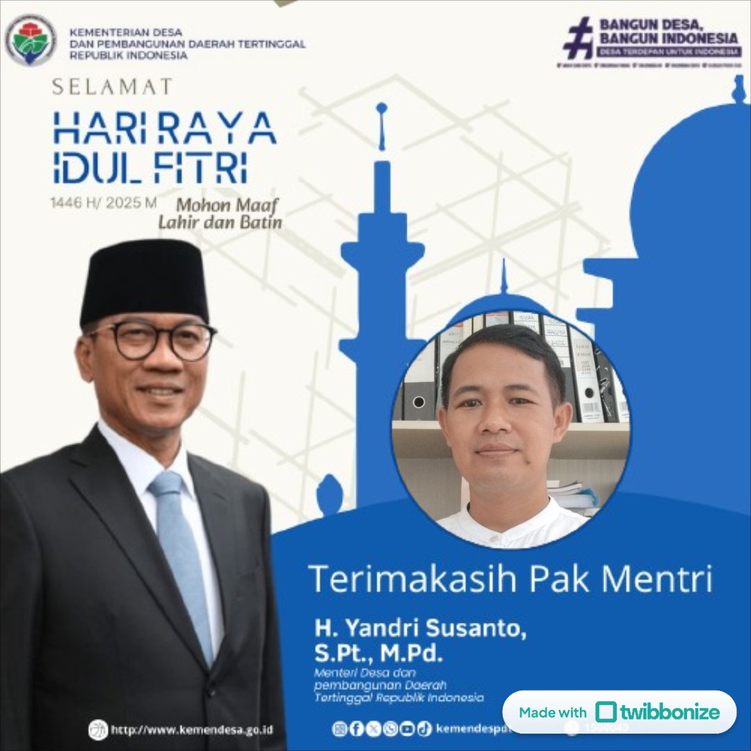 IwanAj25's tweet photo. #TerimakasihPakYandriSusanto
@prabowo
@YandriSusanto27
@kemendespdt
@ArizaPatria
@AbdiYahdil97895
@NursaidM
@DesaPesonaNusantara https://t.co/lCKFZ8zMQx