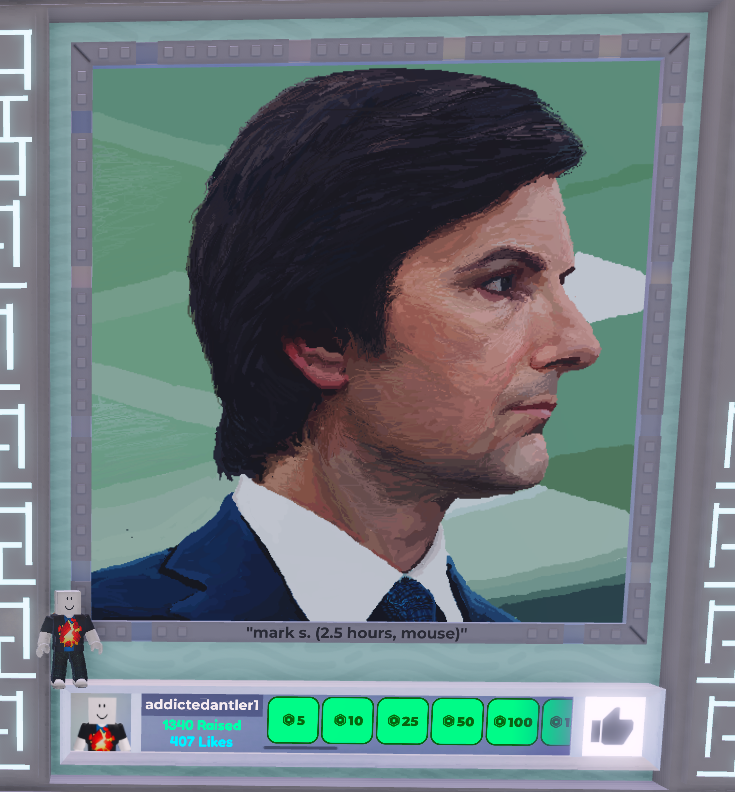 AddictedAntler's tweet photo. the great return of the roblox pixel paintings, now featuring mark severance :] https://t.co/hPFRjqhrJR