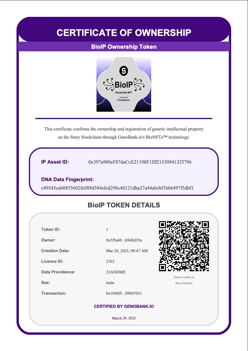 ⏰ Only 45 days left! Have you already secured legal proof that you rescinded consent for your 23andMe data?

Simply deleting isn't enough—you need timestamped blockchain verification BEFORE the May 14th auction.

Get your FREE BioIP Ownership Certificate in minutes at