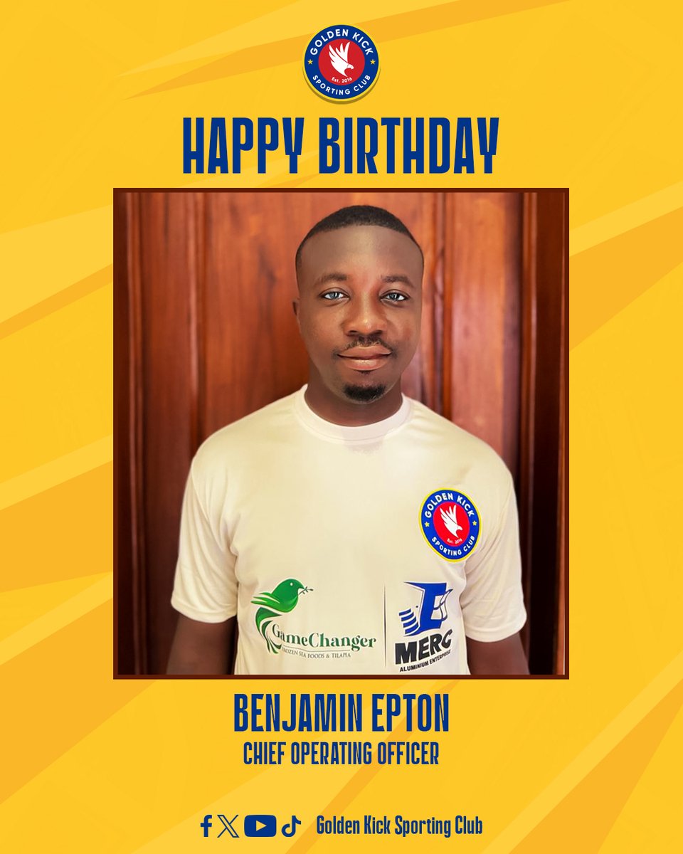 HAPPY BIRTHDAY, BENJAMIN EPTON! 🎂🎉

Today, we celebrate our C.O.O. on his special day as GKSC takes on Karela FC! 💪⚽ A win today would make it even more special! 🔥🏆

💙❤️ Drop your wishes and let’s back the team for victory! 🎯

#HappyBirthdayBenEpton #GKSC #Matchday