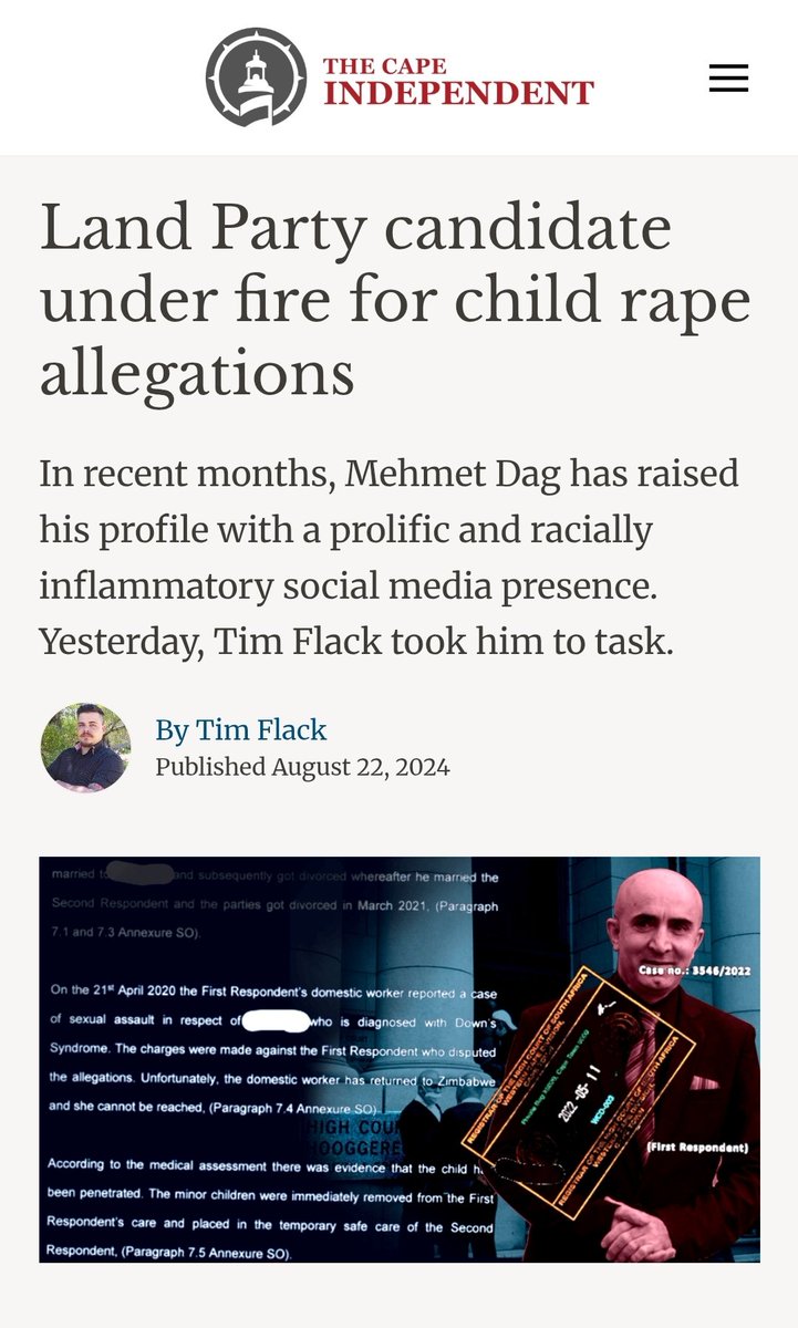 <a href="/AFRICANDEMOC/">MEHMET VEFA DAG -Cape Town Mayor Candidate</a> This you?