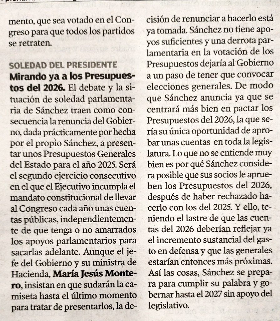 QFueso's tweet image. Cómo sigan así las cosas, vamos abocados a toda una legislatura sin que se apruebe ningún presupuesto.
Algo que creo no se ha visto en ningún país democrático. 
Muy lejos quedan ya las palabras de Sánchez diciendo que sin #presupuestos no se puede gobernar. 

Es increíble la…