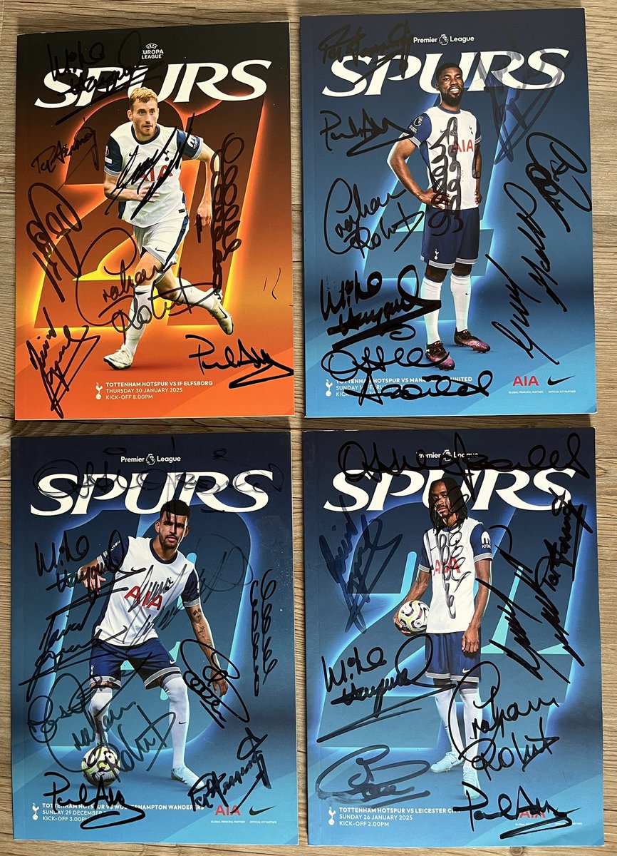 Tottenham Programme Collector (@no1thfcprogs) on Twitter photo Signed in support of fund raising for <a href="/Legend_on_Bench/">Legend-On-The-Bench</a> - multi Tottenham legend signed programmes from 2024/25 season. Β£35 each (including uk postage) with 100% of proceeds donated to Charity. Can supply framed also. Any questions please DM me ππ» Signed in support of fund raising for <a href="/Legend_on_Bench/">Legend-On-The-Bench</a> - multi Tottenham legend signed programmes from 2024/25 season. Β£35 each (including uk postage) with 100% of proceeds donated to Charity. Can supply framed also. Any questions please DM me ππ»