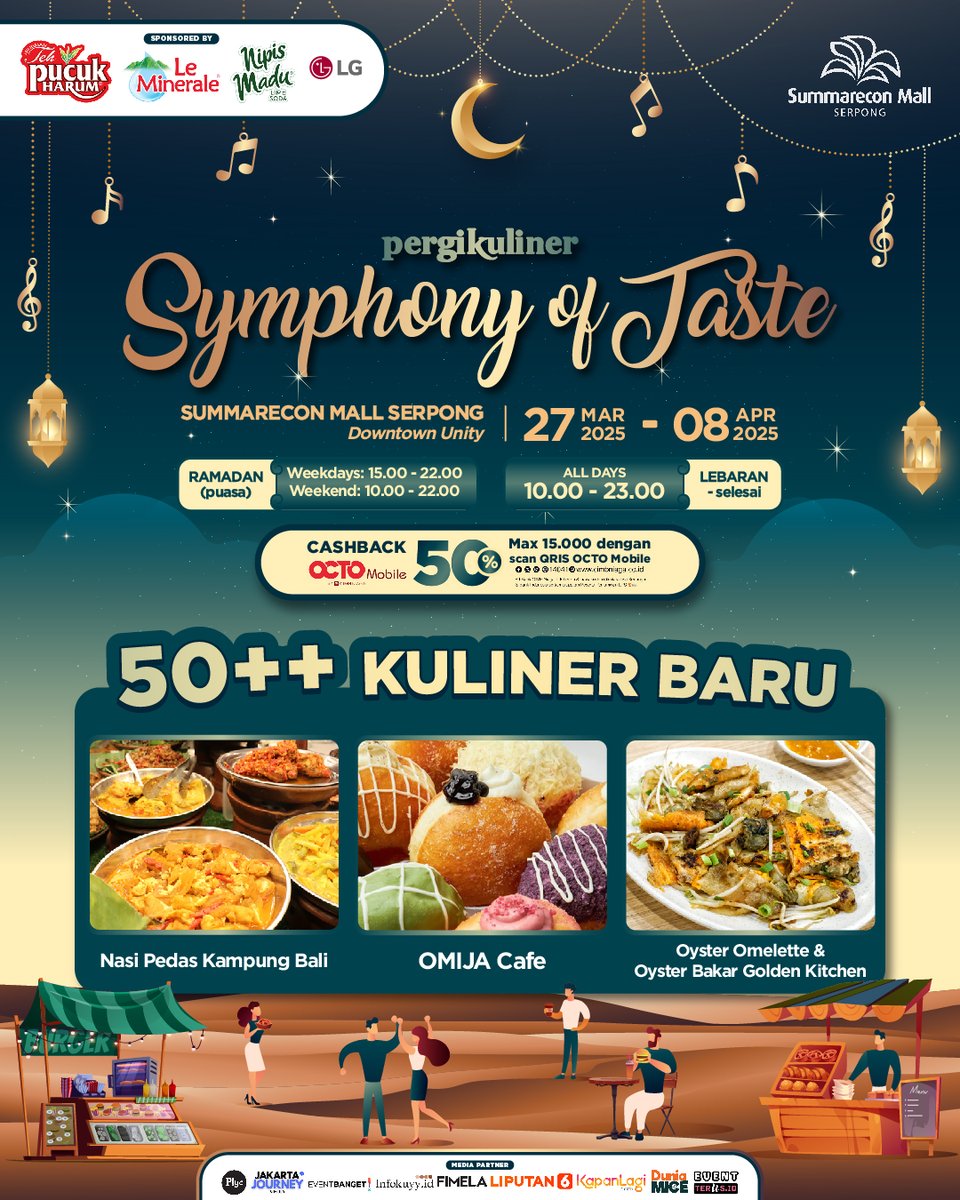 Dompet udah siap buat THR? Lidah juga dong! 😜
𝐏𝐞𝐫𝐠𝐢𝐊𝐮𝐥𝐢𝐧𝐞𝐫 𝐒𝐲𝐦𝐩𝐡𝐨𝐧𝐲 𝐨𝐟 𝐓𝐚𝐬𝐭𝐞 di @sms_serpong bakal jadi ‘soundtrack’ Lebaranmu🌙

📍 Summarecon Mall Serpong - Downtown Unity
📅 27 Maret - 8 April 2025
🕣10.00-23.00