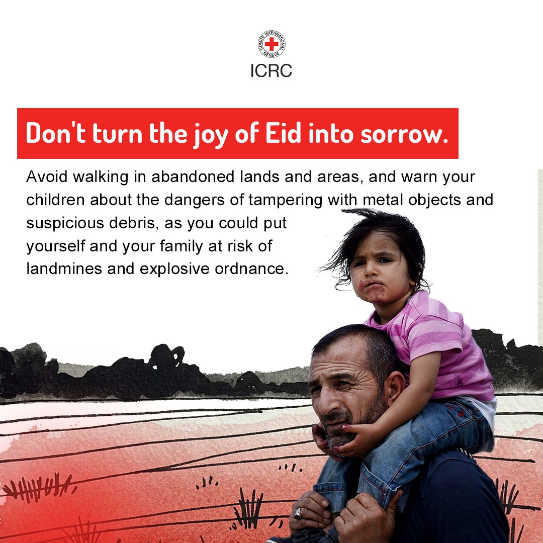 In Syria, one in every three casualties from explosive ordnance is a child.
To ensure their Eid joy isn't marked by tragedy, remind children to stay away from suspicious objects, report anything unusual to adults, &amp; only play in familiar, safe places. 
Wishing you all a safe Eid!