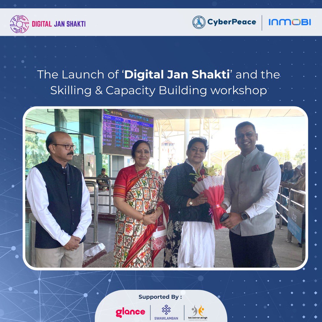 CyberPeace Foundation (@cyberpeacengo) on Twitter photo Enhancing #CyberSkills among everyone.
<a href="/cybervineet/">Vineet Kumar</a> from #CyberPeace☮️ welcomed Smt Rekha Sharma (<a href="/sharmarekha/">Rekha Sharma</a>) Member Rajya Sabha, Former Chairperson, <a href="/NCWIndia/">NCW</a> at 📍Birsa Munda Airport, Ranchi for the launch event of ‘Digital Jan Shakti’ and the Skilling & Capacity Building Enhancing #CyberSkills among everyone.
<a href="/cybervineet/">Vineet Kumar</a> from #CyberPeace☮️ welcomed Smt Rekha Sharma (<a href="/sharmarekha/">Rekha Sharma</a>) Member Rajya Sabha, Former Chairperson, <a href="/NCWIndia/">NCW</a> at 📍Birsa Munda Airport, Ranchi for the launch event of ‘Digital Jan Shakti’ and the Skilling & Capacity Building