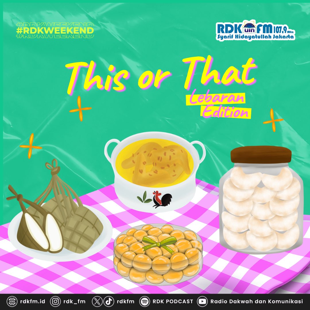 RDKFM's tweet photo. Minal Aidin wal Faidzin, Balamuda 🙏🏻

Karena Ramadhan akan berakhir dan Lebaran menanti, Mindi mau ancang-ancang nih!

Yuk main "This or That" edisi
Lebaran!

#RDKWEEKEND https://t.co/EAfZK2RQ2h