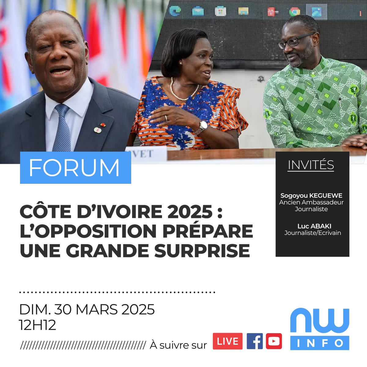 Côte d’Ivoire 2025 : l’opposition prépare une grande surprise

Le débat dans quelques heures sur #NewWorldInfo et en direct sur Facebook &amp; Youtube.

#newworldtv #Forum