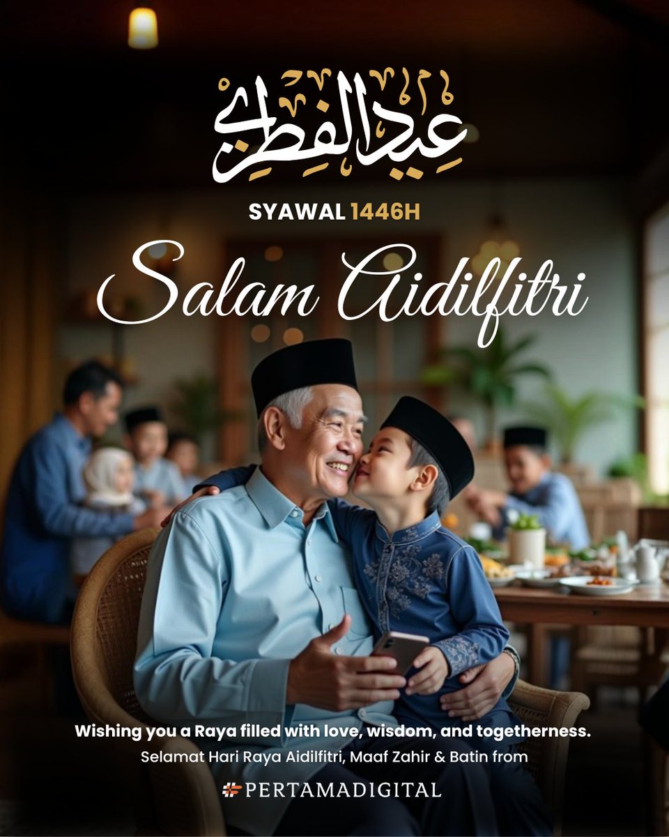 pertamadigital's tweet photo. Wishing you a Raya filled with love, wisdom &amp; togetherness. 🌙✨

May this festive season strengthen family bonds &amp; bring joy to your heart. Selamat Hari Raya Aidilfitri, Maaf Zahir &amp; Batin! 💛 

#HariRayaAidilfitri #SalamAidilfitri #PertamaDigital https://t.co/5j396Afsa4