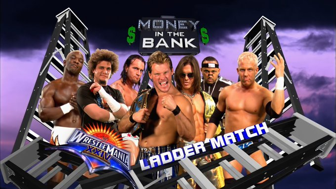 wrestle_hist's tweet photo. 3/30/2008 

CM Punk won the Money in the Bank Ladder Match at WrestleMania XXIV from the Citrus Bowl in Orlando, Florida.  

#WWE #WrestleManiaXXIV #CMPunk #ChrisJericho #JohnMorrison #MVP #MrKennedy #Carlito #SheltonBenjamin #MoneyInTheBankLadderMatch https://t.co/y5SevFCKgs