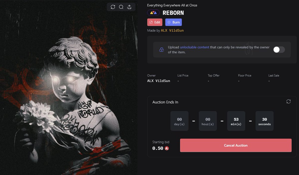 #AVAX 

53 minutes left

REBORN 
Start Bid 0.5 $AVAX

salvor.io/collections/0x…