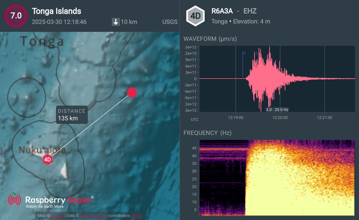 infomitigasi's tweet image. #Earthquake recorded on the #RaspberryShake #CitizenScience seismic network. #Tonga 7.0