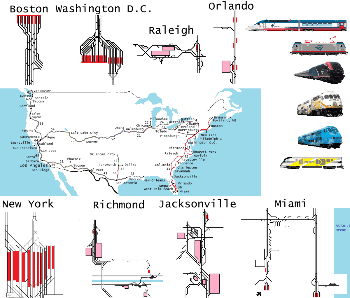 HeroMountstone's tweet photo. Diagrams of railroad tracks on the East Coast of the United States.
https://t.co/WaiM19SUR3
米国東海岸の鉄道配線図です
#Amtrak #NEC #Acela #Brightline #CSX #アムトラック #北東回廊 #アセラエクスプレス #ブライトライン #配線図 #配線略図 #海外の鉄道 #世界の鉄道 https://t.co/VtQpKAhytK