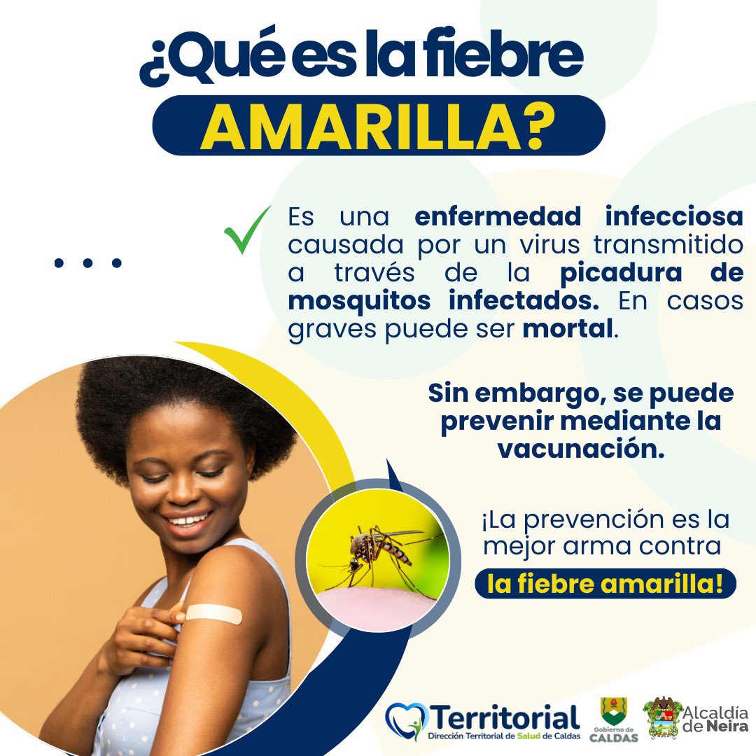 Henrygutian's tweet photo. Desde que el Instituto Nacional de Salud confirmó, lamentablemente, la muerte de una persona en #Neira por #FiebreAmarilla, hemos estado al tanto de la situación y con todo el equipo de la @gobercaldas a disposición.

Como médico, sé que la vacunación es clave para prevenir esta enfermedad, por eso invito a todos los neiranos a participar hoy en la jornada masiva de inmunización. Es gratuita y vital para la prevención.

📍 Puestos de vacunación:

✅ Hospital San José
✅ Parque principal
✅ Plaza de mercado
✅ Barrio La Cuchilla

Seguimos en comunicación permanente con el Puesto de Mando Unificado instalado en el municipio para tomar las acciones pertinentes que salvaguarden la vida de los caldenses.