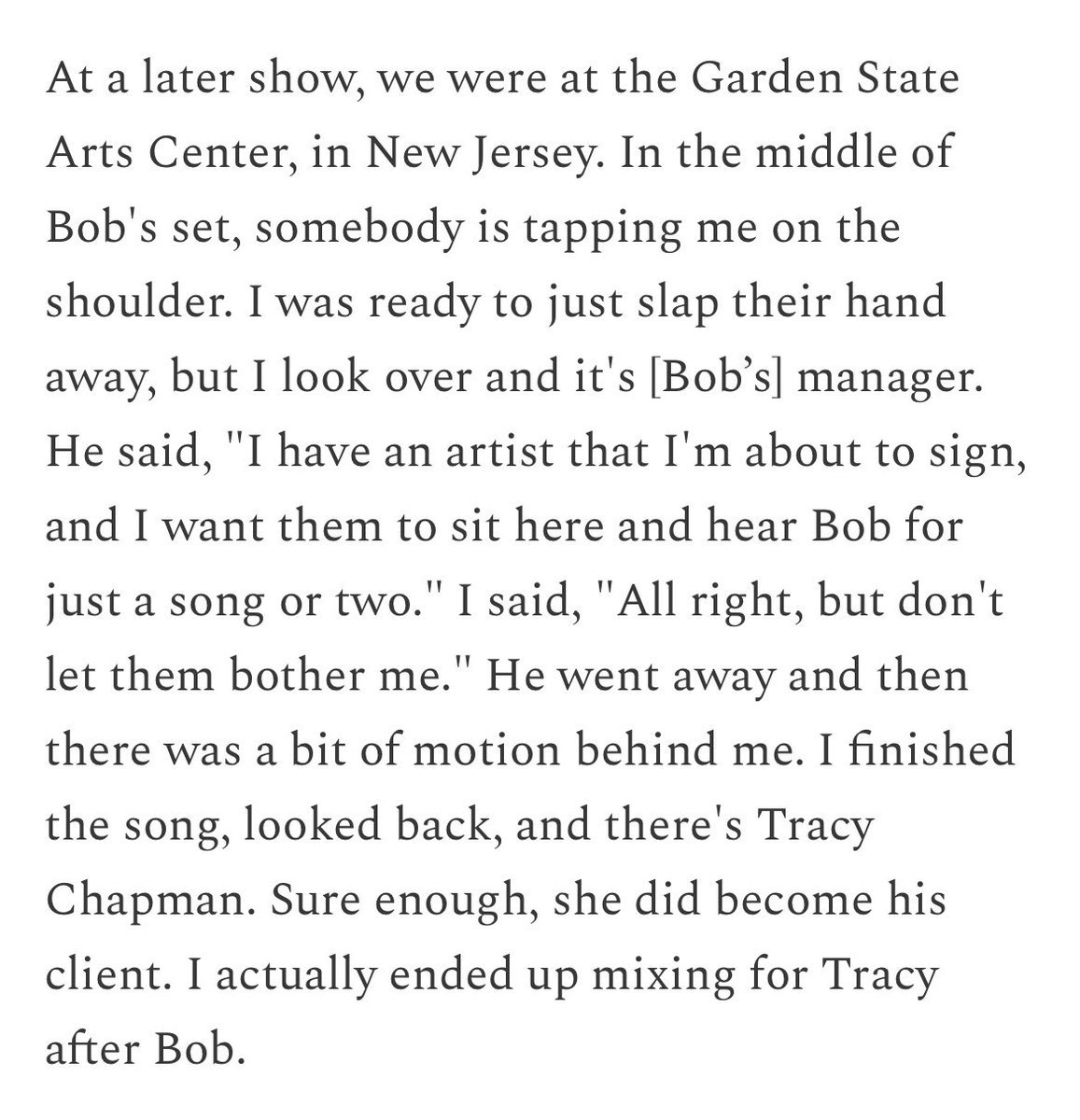 From one of the early Never Ending Tour sound guys maybe(?) around this time