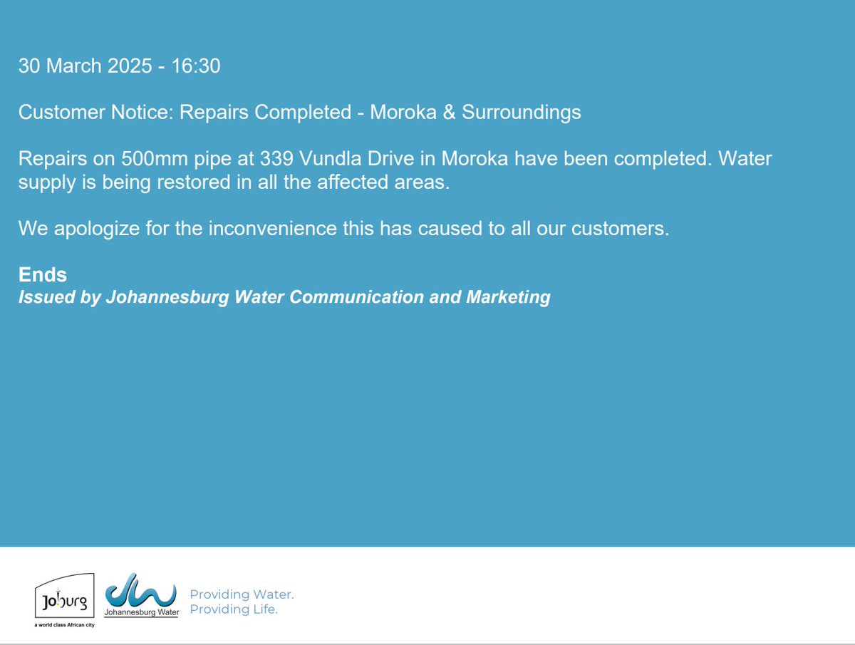 Johannesburg Water tweet media