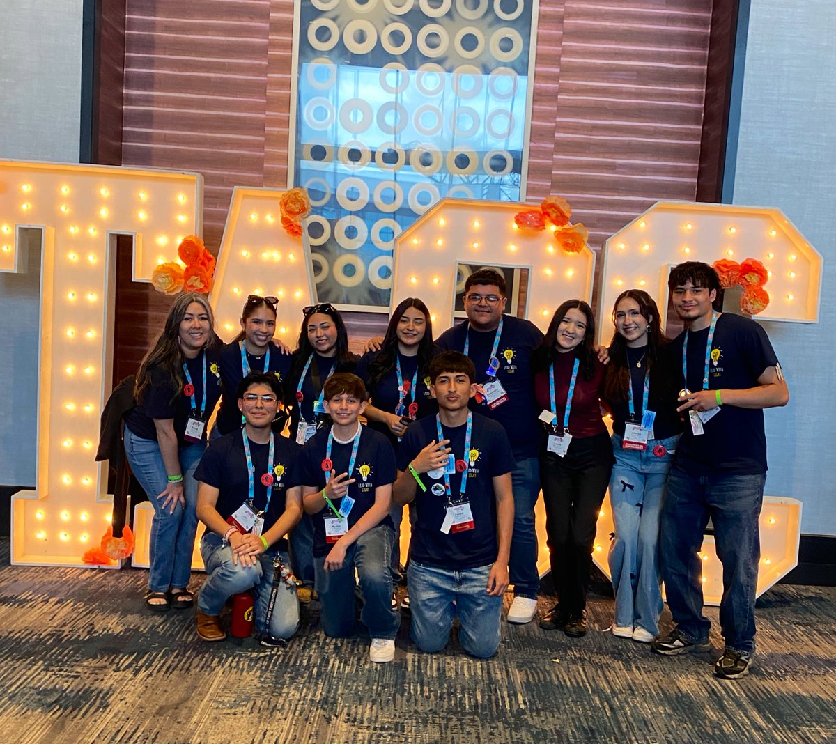 HanksStuCo's tweet photo. Day One of the @TASC_StuCo Annual State Conference!

We got to visit with all schools campaigning, nominated fellow D-9 school Jefferson HS, and were motivated by @houstonkraft words.

Make kindness normal. 🤍 https://t.co/HHAC2Ynzp2