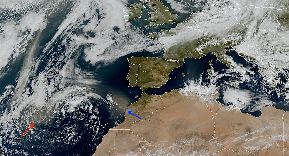 Mientras la Península y Baleares aparecen completamente despejadas -después de tanto tiempo- algunas bandas nubosas pertenecientes a la borrasca fría, situada al oeste de Canarias, afectan de vez en cuando a las islas más occidentales del archipiélago dejando algunos chubascos.
