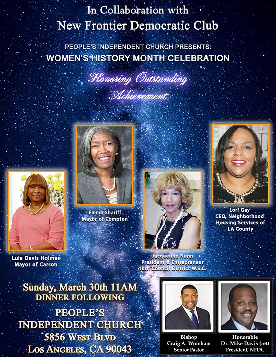 See you today as we in partnership w/ People's Independent Church celebrate Women in our Women's History Month Celebration, Honoring Outstanding Achievement. That's today Sunday March 30th at 11AM with Dinner to follow. Get the Flyer >> nfdc.live/whm