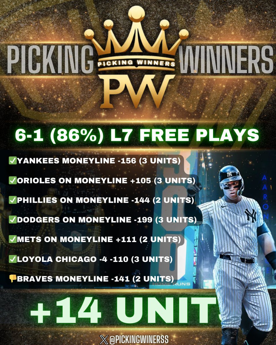 PickingWinnerss's tweet image. 3𝗨 &amp;amp; 2U #MLB PLAYS OF THE DAY ⚾🔥

RT+LIKE AND REPLY FOR TONIGHTS WINNERS‼️ 

YOU WILL GET A DM! 

MUST BE FOLLOWING 
@PickingWinnerss 💵