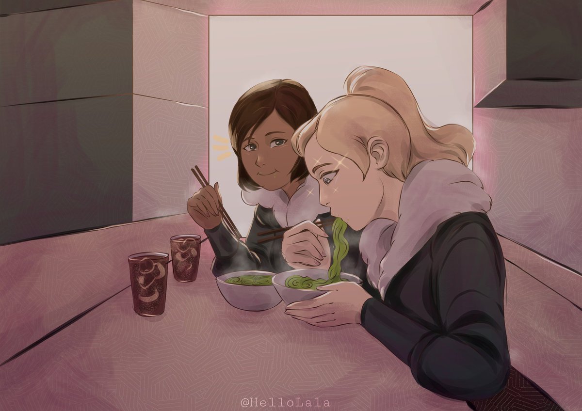 hellolalaArt's tweet photo. Korra and Adora foodie adventures continue 😋🍜🍜😘

I remember Korra having some water tribe seaweed noodles. I thought it would be fun to bring Adora along 
#legendofkorra #sheraandtheprincessesofpower #crossover #korra #adora #sheRa https://t.co/WjjWOiXUIu