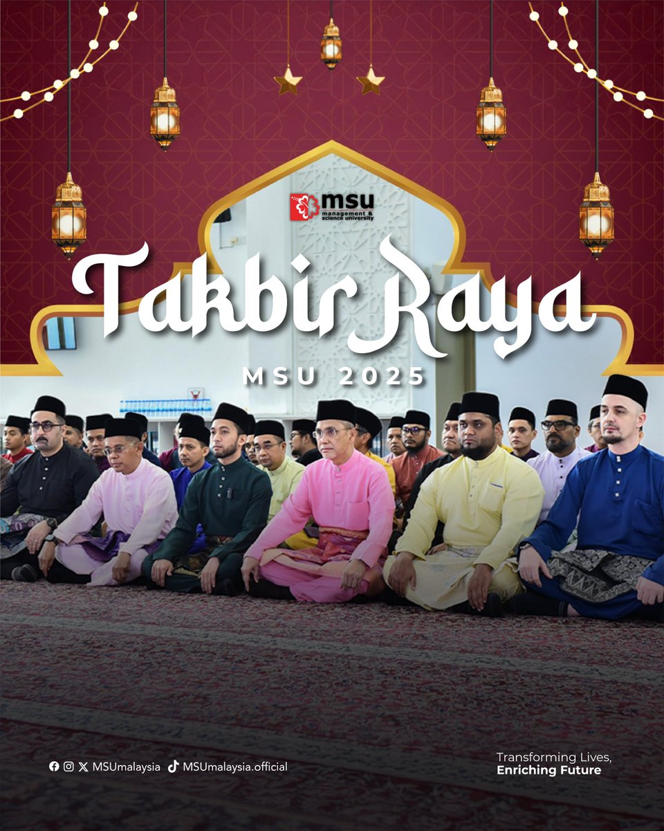 MohdShukriYajid's tweet photo. On this blessed eve of Hari Raya Aidilfitri, let's reflect on our #Ramadan journey. Eid Mubarak to  @MSUmalaysia partners, collaborators, alumni and all #MSUrians. Wishing you a joyous and blessed day filled with meaningful moments with your loved ones. https://t.co/LPeGOcjWVX https://t.co/dimRjznJJt