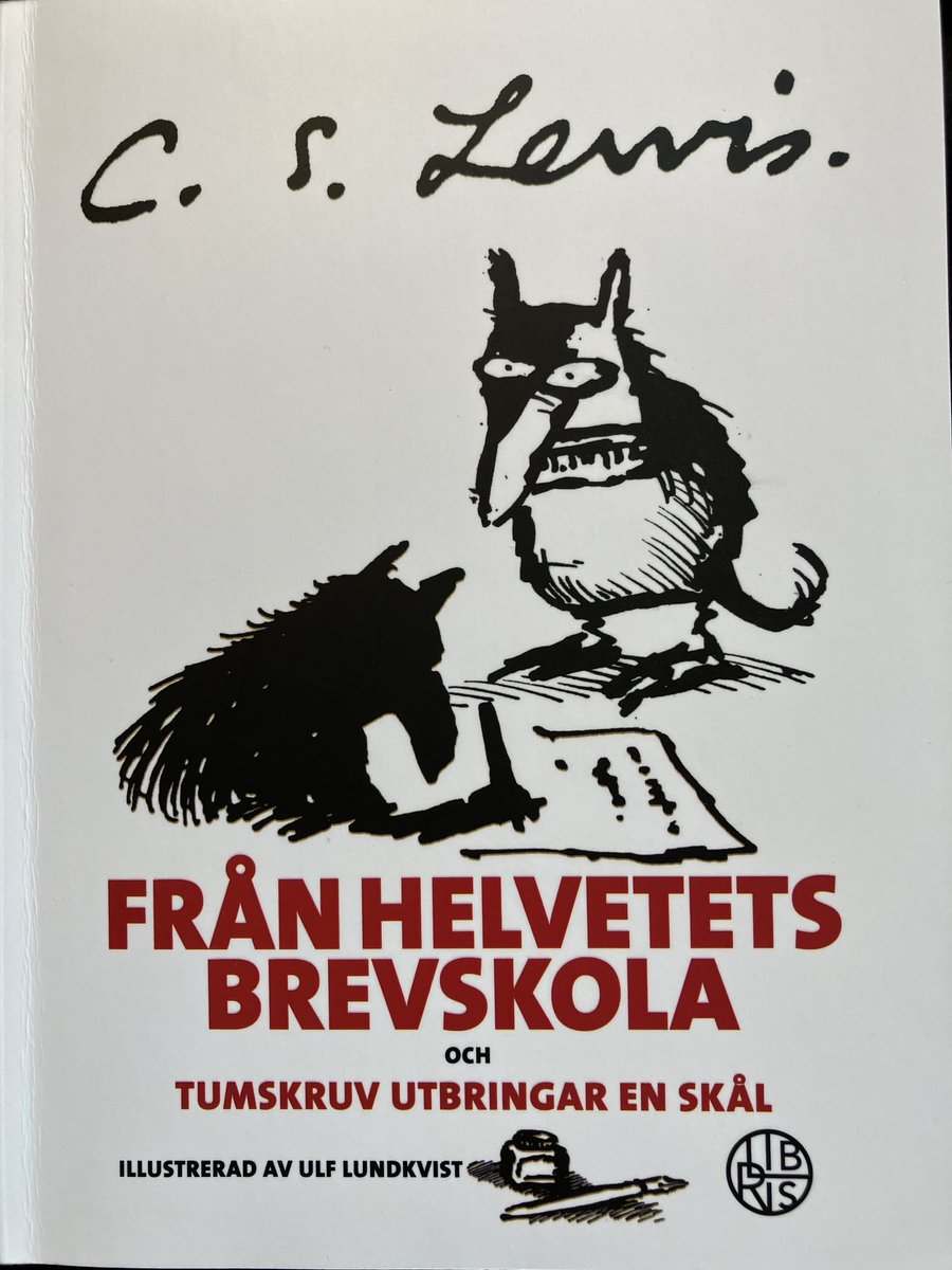 Från helvetets brevskola handlar om de bästa metoderna att föra en själ till förtappelse. Briljant författad av C.S. Lewis, översatt av Sigfrid Lindström och formidabelt illustrerad av Ulf Lundkvist. Utgiven på Libris. En klassiker från 1942 som tål att läsas i vår tid. Aprolig!