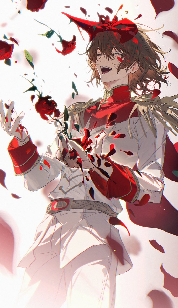 花と喝采を浴びる人